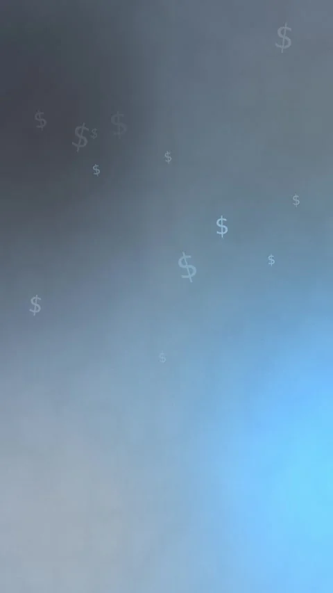 Soft blue gray gradient with floating dollar symbols, Seamless Loop Stock Footage 341857242