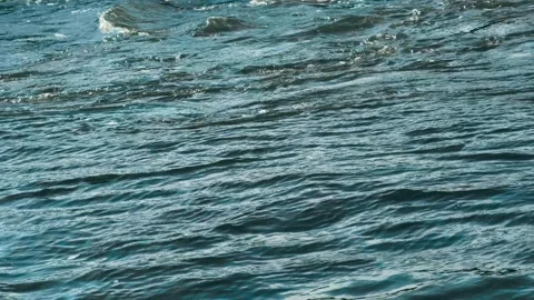 Soft blue-green ocean waves with gentle ripples and natural texture. Slow motion Stock Footage 306960150