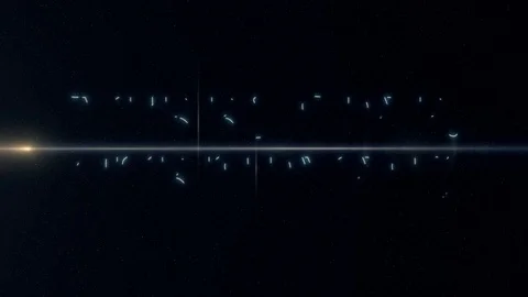 Soft blue laser neon MERRY STAR CHRISTMAS text with shiny light optical flares Video stock 83461072