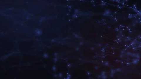 Soft blue light, scattered points, and subtle connecting paths create a cal.. Illustrazione stock