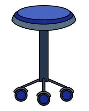 Soft blue office stool on wheels, furniture - vector full-color image. Stock Illustration