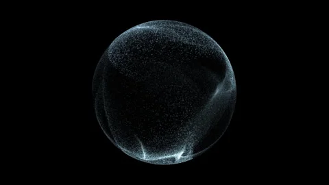 Soft blue particle-field sphere with shimmering micro-dust clouds and drift.. Stock Footage 321907370