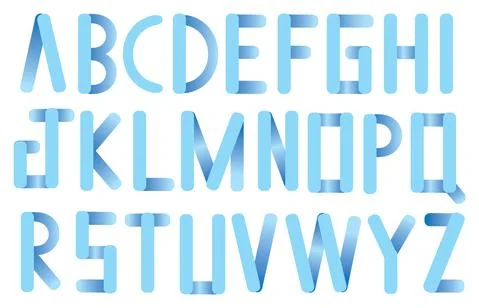 Soft Blue Rounded Corner Strips Vector Font Design Ilustración de archivo