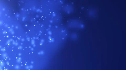 Soft blue shiny magic particles moving up. Smooth bokeh floating glowing du.. Stock Illustration