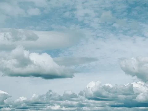 Soft Blue Sky with Layered Clouds Natural Background Photos