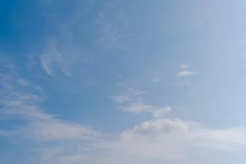 Soft blue sky with light white clouds Stock Photos