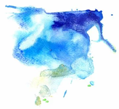 Soft blue splashes of watercolor create an abstract ocean-inspired art piec.. Stock Photos