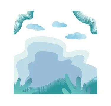 Soft blue spring-summer background. Heaven, grass. Ilustración de archivo