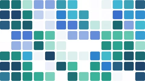 Soft Blue Teal Rounded Tile Grid Seamless 4K Loop Stock Footage 333815718
