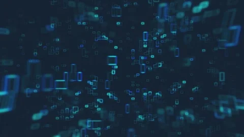 Soft Blue Tech Matrix Grid Blocks Backdrop with Light Rays Stock Footage 334581530