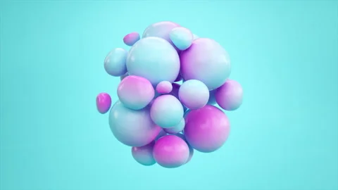 Soft blue-violet spheres appear and rotate as a large sphere Stock-Footage 150797895