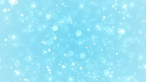 Soft blue winter snowflake background falling flakes, glowing bokeh, and gentle Stock Footage 340401224