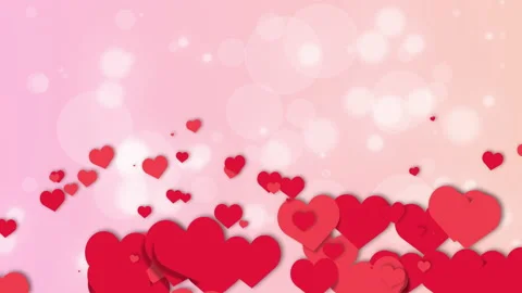 Soft blurred pink background with bokeh and animation of love symbol hearts. Stock Footage 232294106