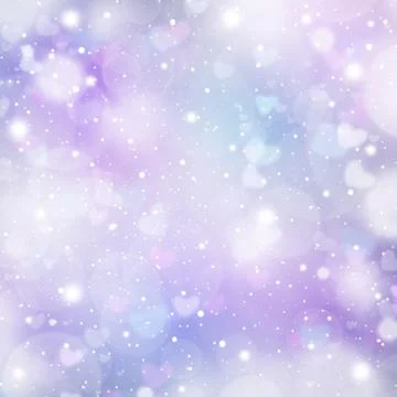 Soft blurred white, purple and blue background with hearts and circles Stock Illustration