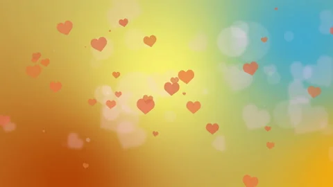 Soft blurred yellow background with bokeh and heart shapes. 스톡 동영상 232696859