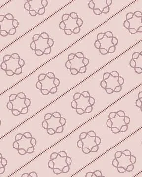A soft blush pink repeating pattern pairs interlocking rounded motifs with .. Stock Illustration