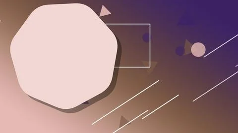 A soft blush polygon, thin outlines, circles, and diagonal accents create a.. Stock Illustration