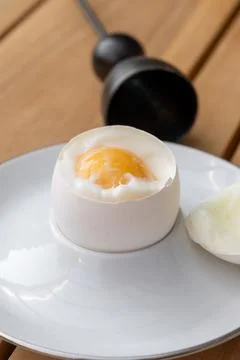 Soft boiled chicken egg Stock Photos