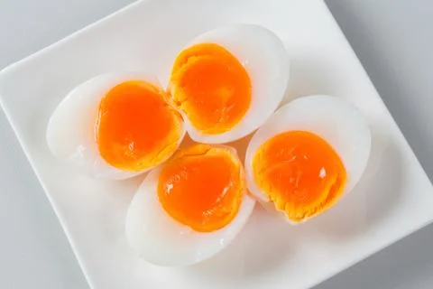 Soft boiled duck egg Stock Photos