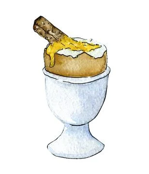 Soft boiled egg with a breadstick clip art Stock Illustration