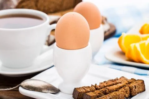 Soft boiled egg for breakfast Stock Photos