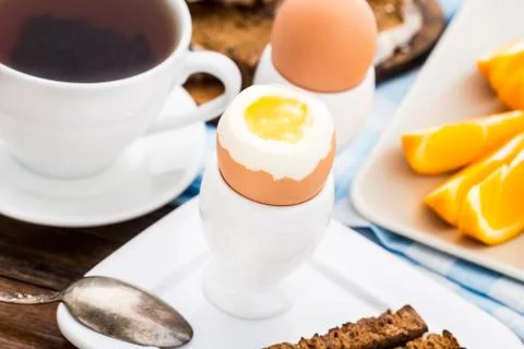 Soft boiled egg for breakfast Stock Photos