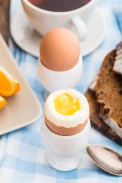 Soft boiled egg for breakfast Stock Photos