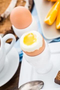 Soft boiled egg for breakfast Stock Photos