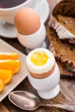 Soft boiled egg for breakfast Stock Photos