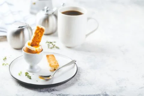 Soft boiled egg for breakfast Stock Photos