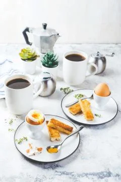 Soft boiled egg for breakfast Stock Photos