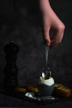 Soft-boiled egg on a stand Foto stock