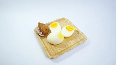 Soft-Boiled Egg on White Background Foto stock