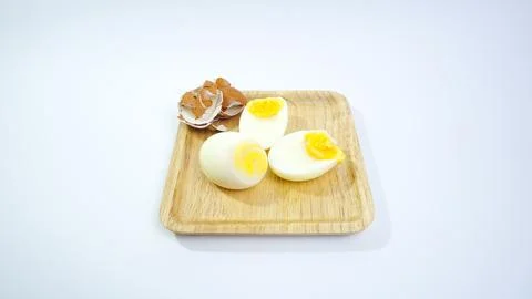 Soft-Boiled Egg on White Background Foto stock