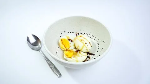 Soft-Boiled Egg on White Background Stock Photos