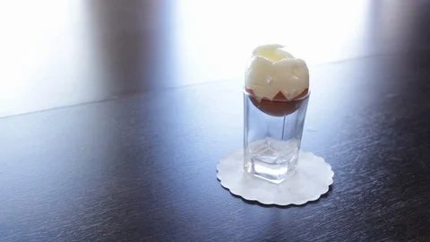 Soft-boiled egg.soft egg.lightly boiled egg.the camera moves around this to the Stock Footage 114695277