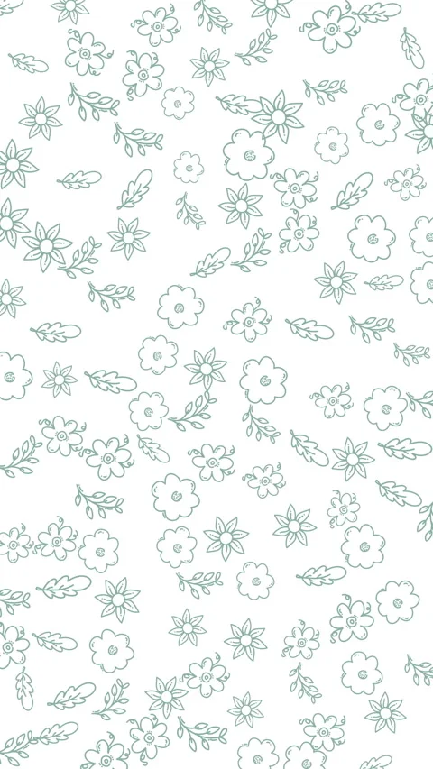 Soft Botanical Motif Pattern Light Green Doodles White Clean Background Aes.. Video stock 338377335