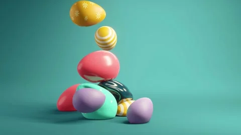 Soft Bouncy Falling Decorated Easter Eggs Stockbeeldmateriaal 234536586