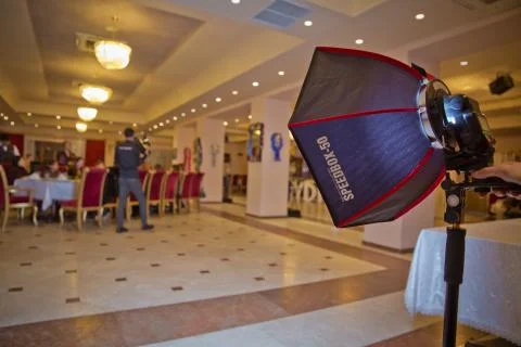 Soft-box Diffuser for Speed-light Speed-lite Quantum Flash . The birthday use Stock Photos