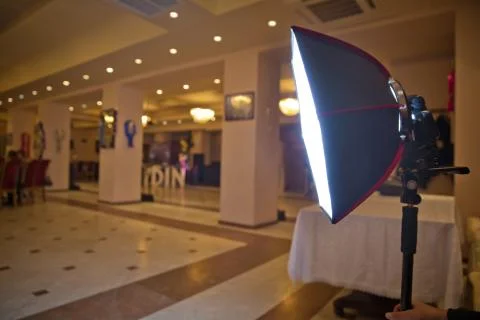 Soft-box Diffuser for Speed-light Speed-lite Quantum Flash . The birthday use Foto stock
