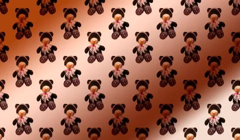 Soft brown bear on a gradient background. Pattern with a toy. Stock Photos