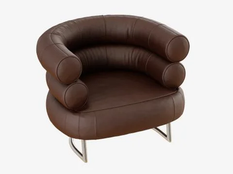 Soft brown leather chair with a backrest from the cylinders 3d rendering Stock Illustration