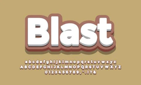 Soft brown with white 3d font effect or text effect design Stock Illustration