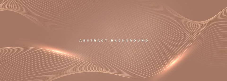 Soft brown wide abstract vector background with glowing wavy lines Stock Illustration