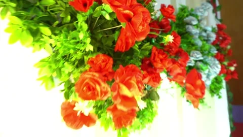 Soft camera movement of bride and groom chairs at indoor wedding 库存影片 224464444