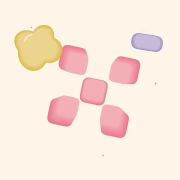 Soft candy inspired checker tile graphic objects. Gummy inspired abstract vec Stock Illustration