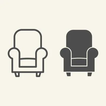 Soft chair line and solid icon. Comfortable classic armchair symbol, outline Stock Illustration