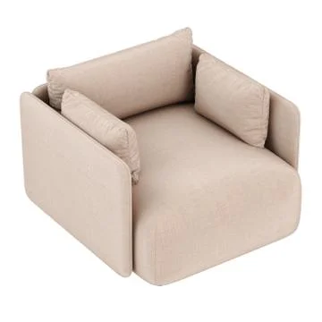 A soft chair with two pillows on a white background. 3d rendering Stock Illustration