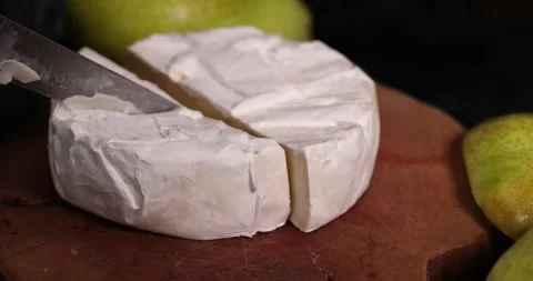 Soft cheese in white mold, soft processed cheese with edible white mold Stock Footage 282840207