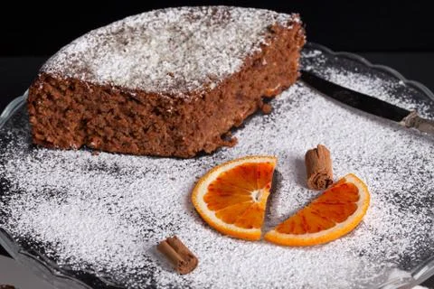 Soft Chocolate Cake Closeup Stock Photos